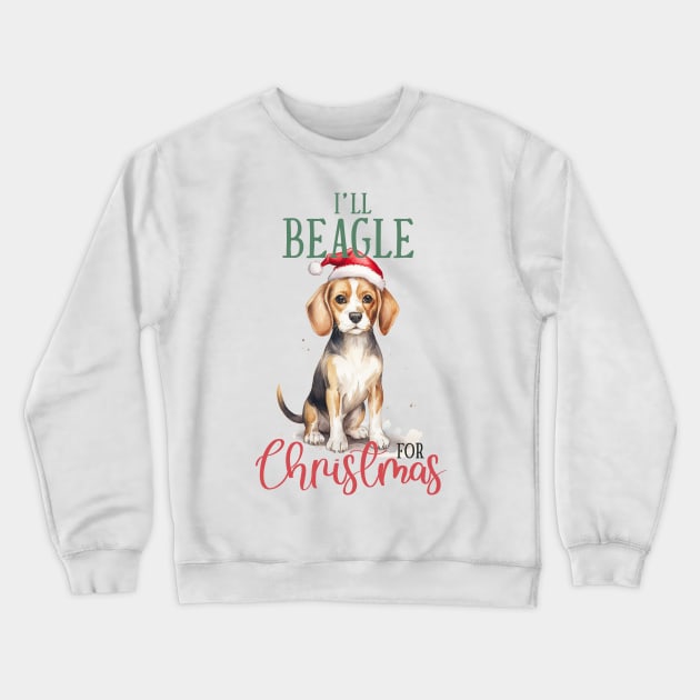 Christmas Beagle Pun Crewneck Sweatshirt by Chromatic Fusion Studio